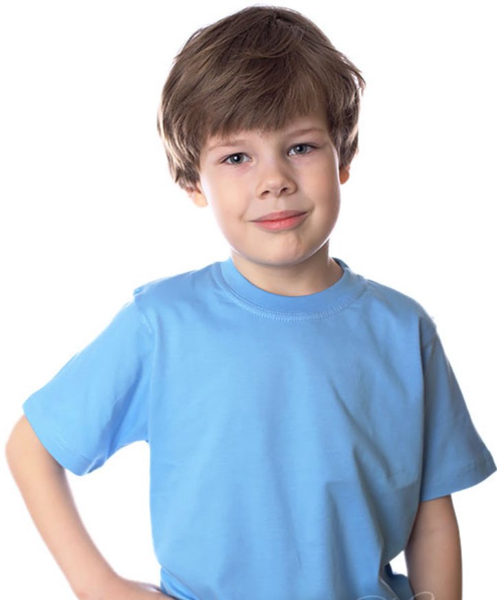 Классическая детская футболка из хлопковой ткани Голубая
